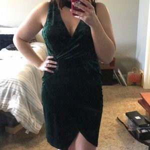 Green velvet party dress